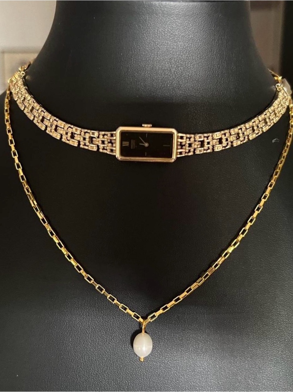 Seiko Gold-Tone Layered Necklace Set with Pearl Pendant